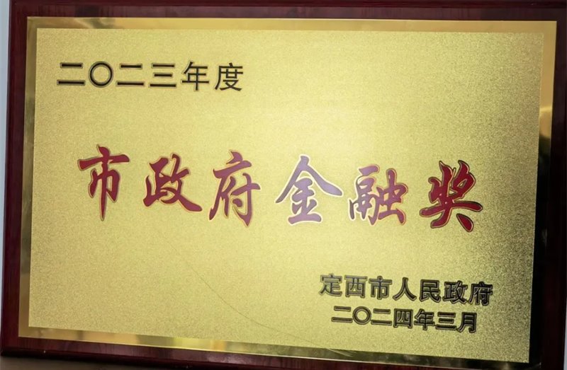 【喜報】金控定西擔(dān)保再獲定西市2023年度“市政府金融獎”